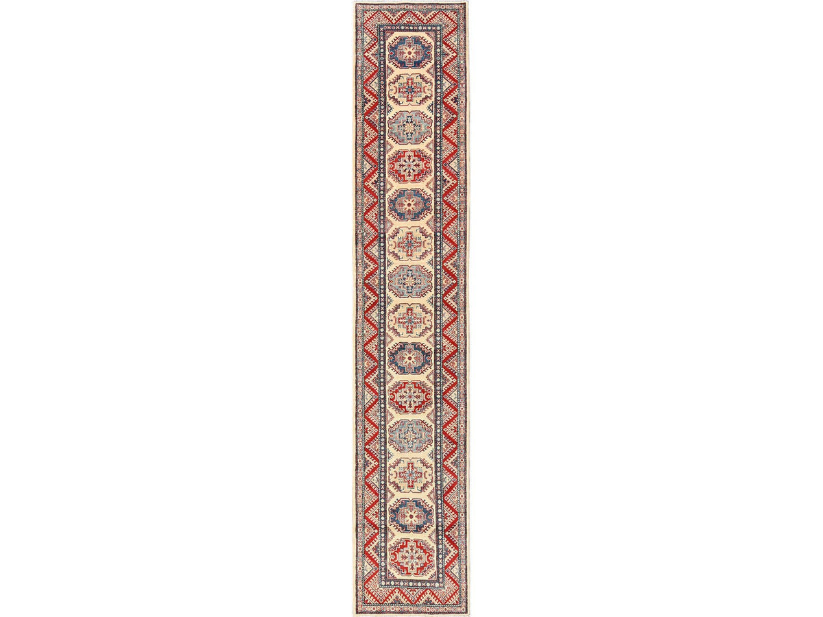 Kazak Kazak hand-knotted wool runner in Ivory, 2'9" x 15'4" — SKU O02026