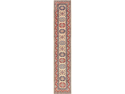 Kazak Kazak hand-knotted wool runner in Ivory, 2'9" x 15'4" — SKU O02026
