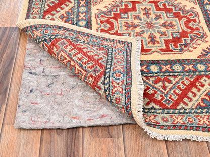 Kazak Kazak hand-knotted wool runner in Ivory, 2'9" x 15'4" — SKU O02026 (view 3)