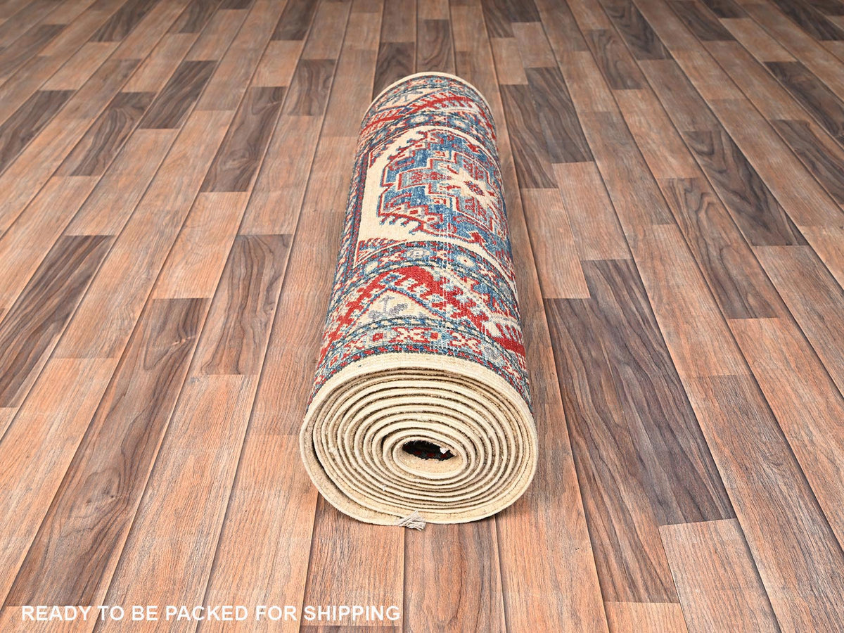 Kazak Kazak hand-knotted wool runner in Ivory, 2'9" x 15'4" — SKU O02026 (view 5)