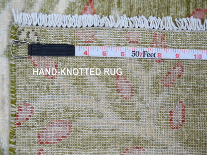 Green 2'7" x 6'0" Oushak / Peshawar Hand knotted Wool Rug - Sku: O020271