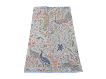 Green 2'11" x 4'8" Oushak / Peshawar Hand knotted Wool Rug - Sku: O020273