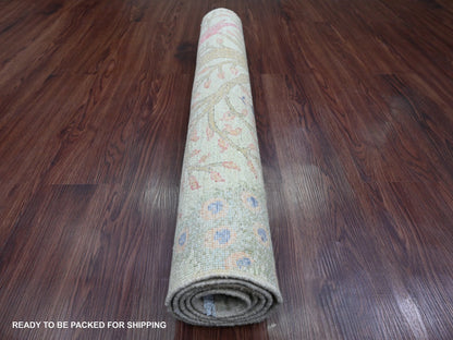 Green 2'11" x 4'8" Oushak / Peshawar Hand knotted Wool Rug - Sku: O020273