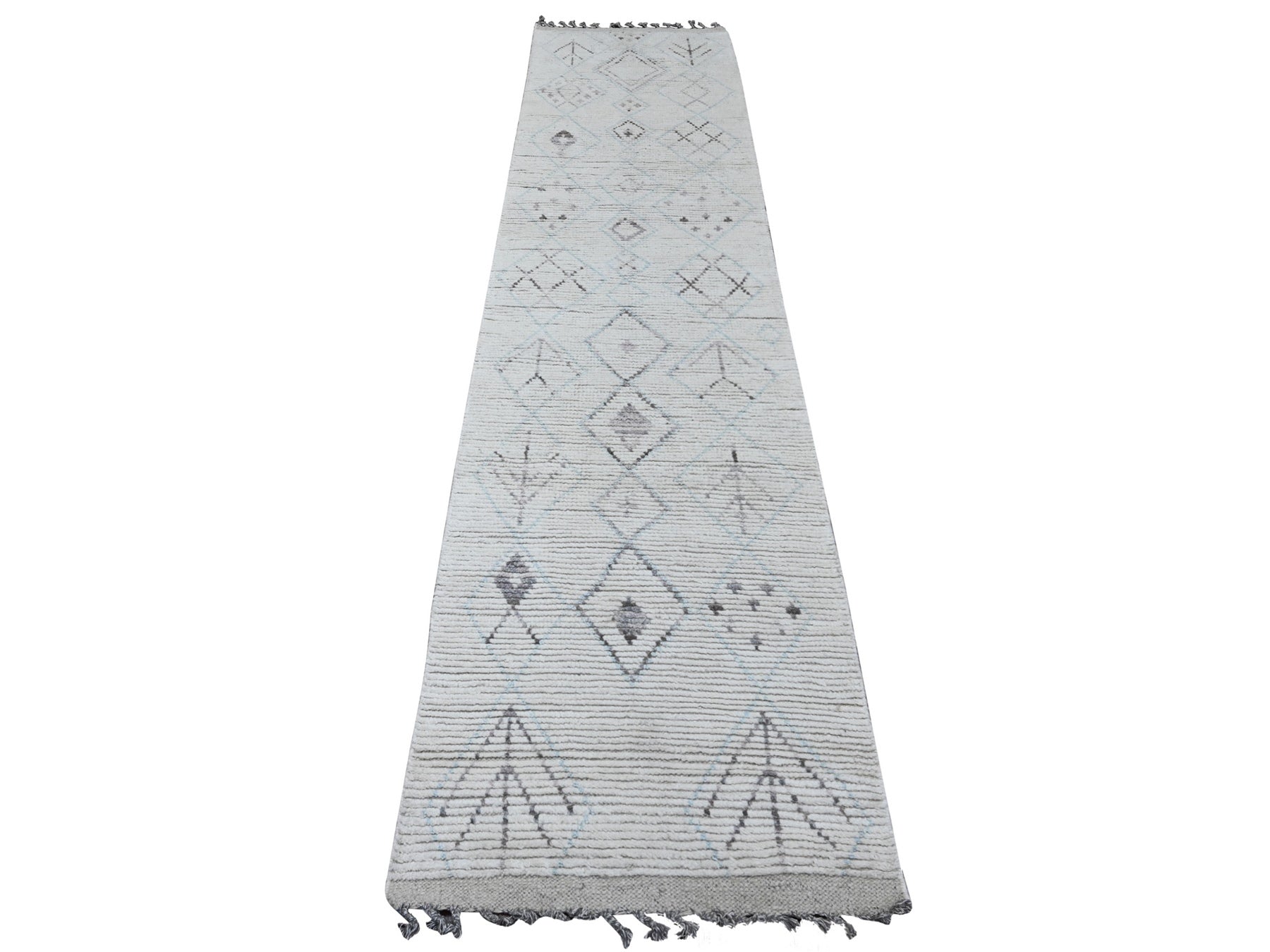 Ivory 2'5" x 10'6" Tribal Hand knotted Wool Rug - Sku: O020274