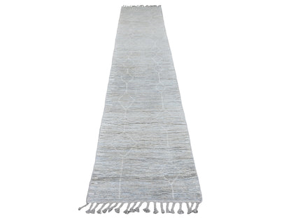 Ivory 2'6" x 12'9" Tribal Hand knotted Wool Rug - Sku: O020278