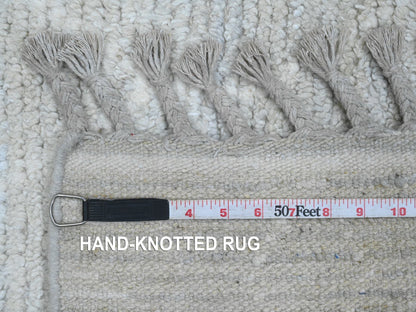 Ivory 2'6" x 12'9" Tribal Hand knotted Wool Rug - Sku: O020278