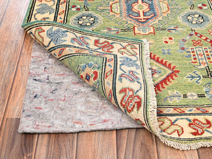Green 2'8" x 12'11" Kazak Hand knotted Wool Rug - Sku: O02027