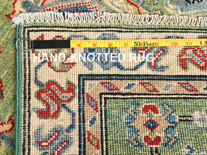 Green 2'8" x 12'11" Kazak Hand knotted Wool Rug - Sku: O02027