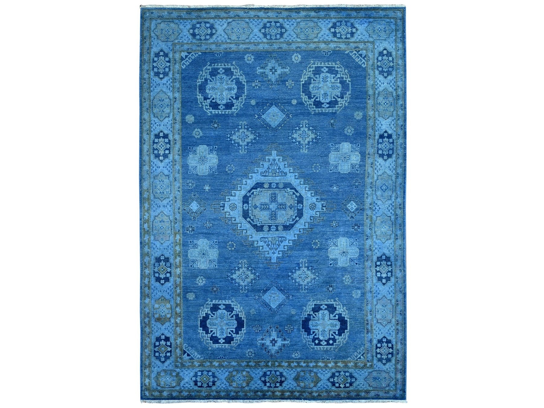 Kazak Kazak hand-knotted wool rug in Overdyed & Blue, 5'9" x 8'7" — SKU O020281
