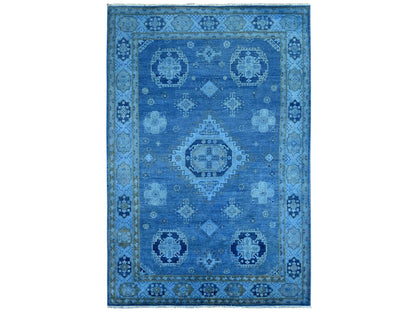 Kazak Kazak hand-knotted wool rug in Overdyed & Blue, 5'9" x 8'7" — SKU O020281
