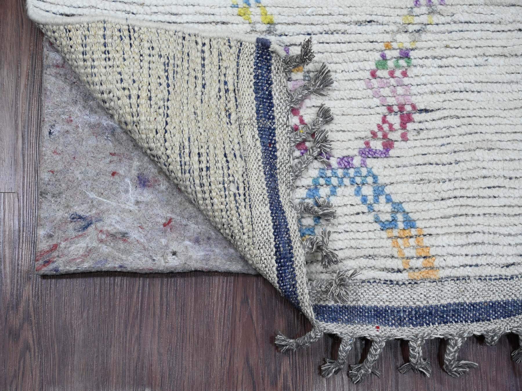 Tribal & Geometric hand-knotted wool runner in Ivory, 2'4" x 10'7" — SKU O020283 (view 2)