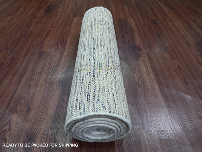 Tribal & Geometric hand-knotted wool runner in Ivory, 2'4" x 10'7" — SKU O020283 (view 4)