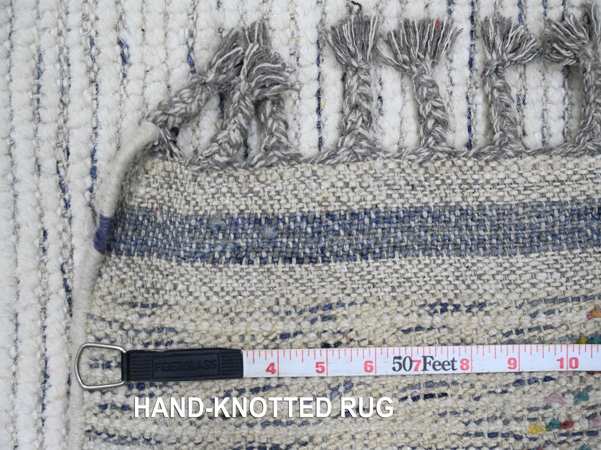 Tribal & Geometric hand-knotted wool runner in Ivory, 2'4" x 10'7" — SKU O020283 (view 6)