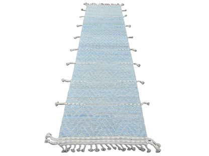 Blue 2'6" x 10'5" Tribal & Geometric Hand knotted Wool Rug - Sku: O020284
