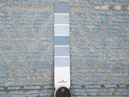 Blue 2'6" x 10'5" Tribal & Geometric Hand knotted Wool Rug - Sku: O020284