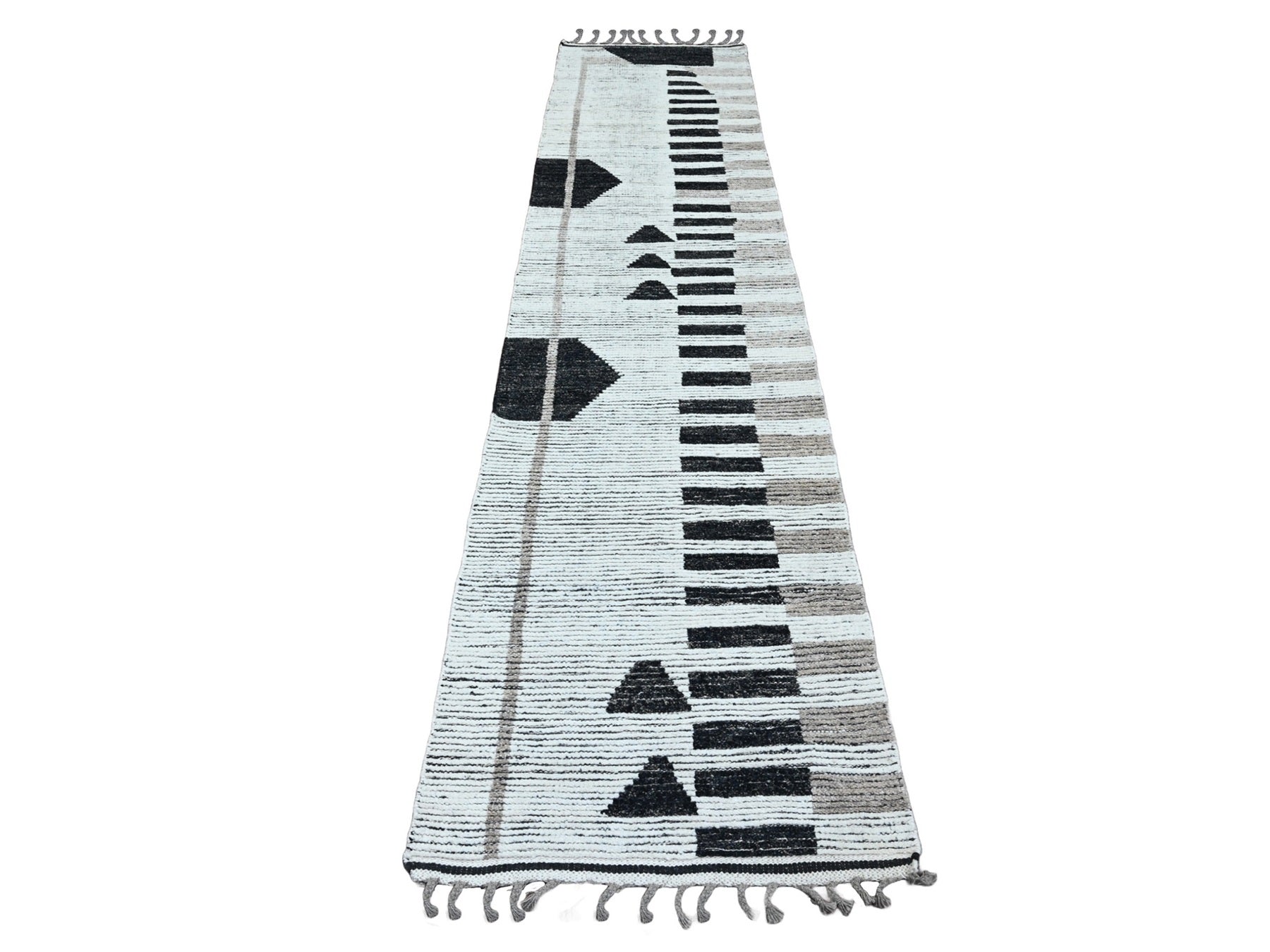 Ivory 2'6" x 10'11" Tribal Hand knotted Wool Rug - Sku: O020285