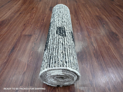 Ivory 2'6" x 10'11" Tribal Hand knotted Wool Rug - Sku: O020285