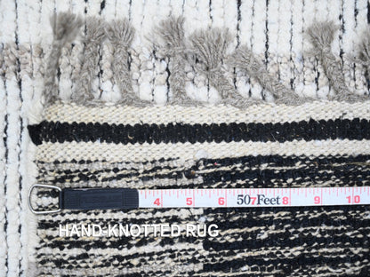 Ivory 2'6" x 10'11" Tribal Hand knotted Wool Rug - Sku: O020285