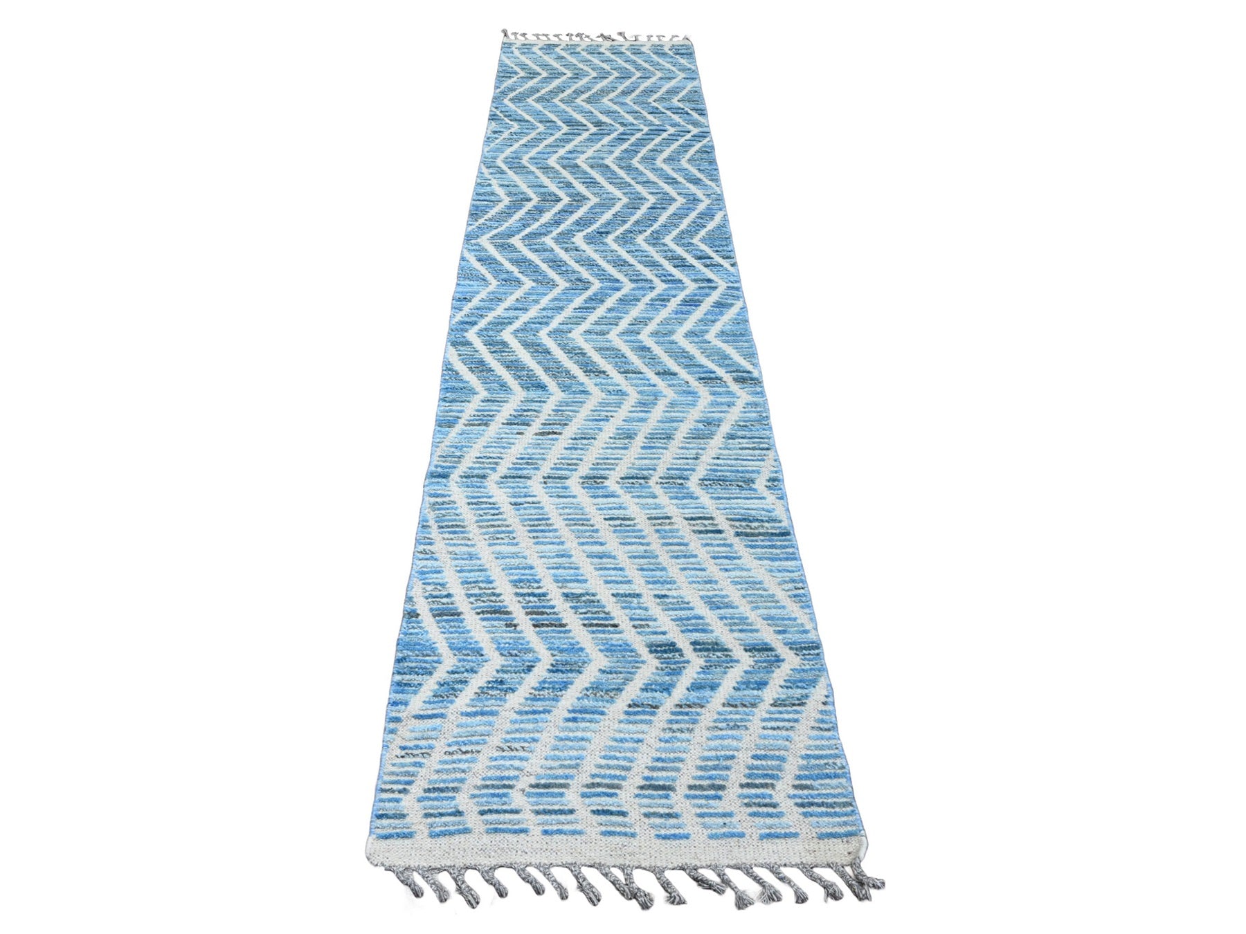 Blue 2'5" x 10'6" Tribal Hand knotted Wool Rug - Sku: O020287