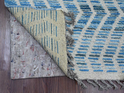 Blue 2'5" x 10'6" Tribal & Geometric Hand knotted Wool Rug - Sku: O020287