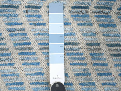Blue 2'5" x 10'6" Tribal & Geometric Hand knotted Wool Rug - Sku: O020287