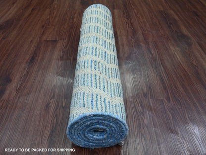 Blue 2'5" x 10'6" Tribal & Geometric Hand knotted Wool Rug - Sku: O020287