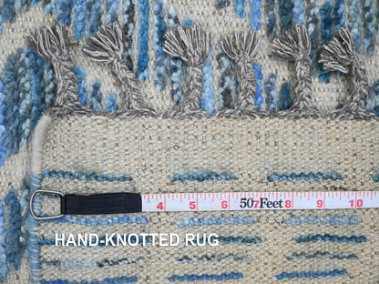 Blue 2'5" x 10'6" Tribal & Geometric Hand knotted Wool Rug - Sku: O020287