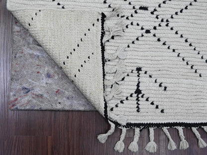 Ivory 3'0" x 12'8" Tribal Hand knotted Wool Rug - Sku: O020289