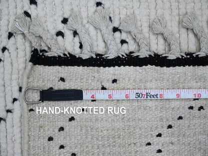 Ivory 3'0" x 12'8" Tribal Hand knotted Wool Rug - Sku: O020289