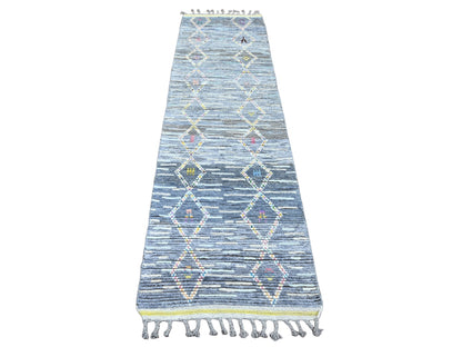 Tribal & Geometric hand-knotted wool runner in Gray, 2'5" x 8'4" — SKU O020290