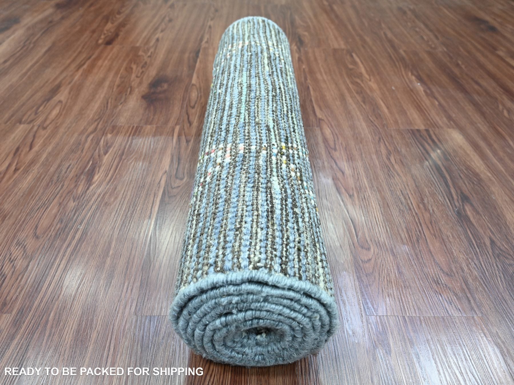 Tribal & Geometric hand-knotted wool runner in Gray, 2'5" x 8'4" — SKU O020290 (view 4)