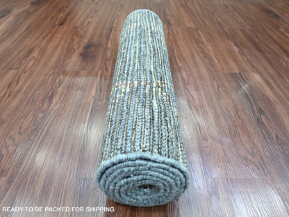 Tribal & Geometric hand-knotted wool runner in Gray, 2'5" x 8'4" — SKU O020290 (view 4)