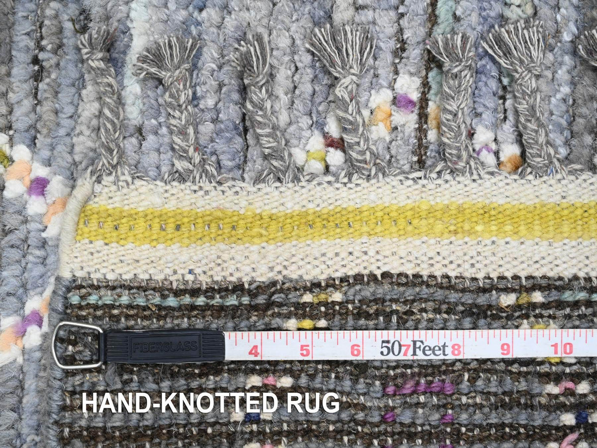 Tribal & Geometric hand-knotted wool runner in Gray, 2'5" x 8'4" — SKU O020290 (view 6)