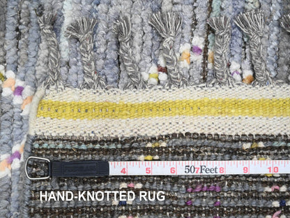 Tribal & Geometric hand-knotted wool runner in Gray, 2'5" x 8'4" — SKU O020290 (view 6)