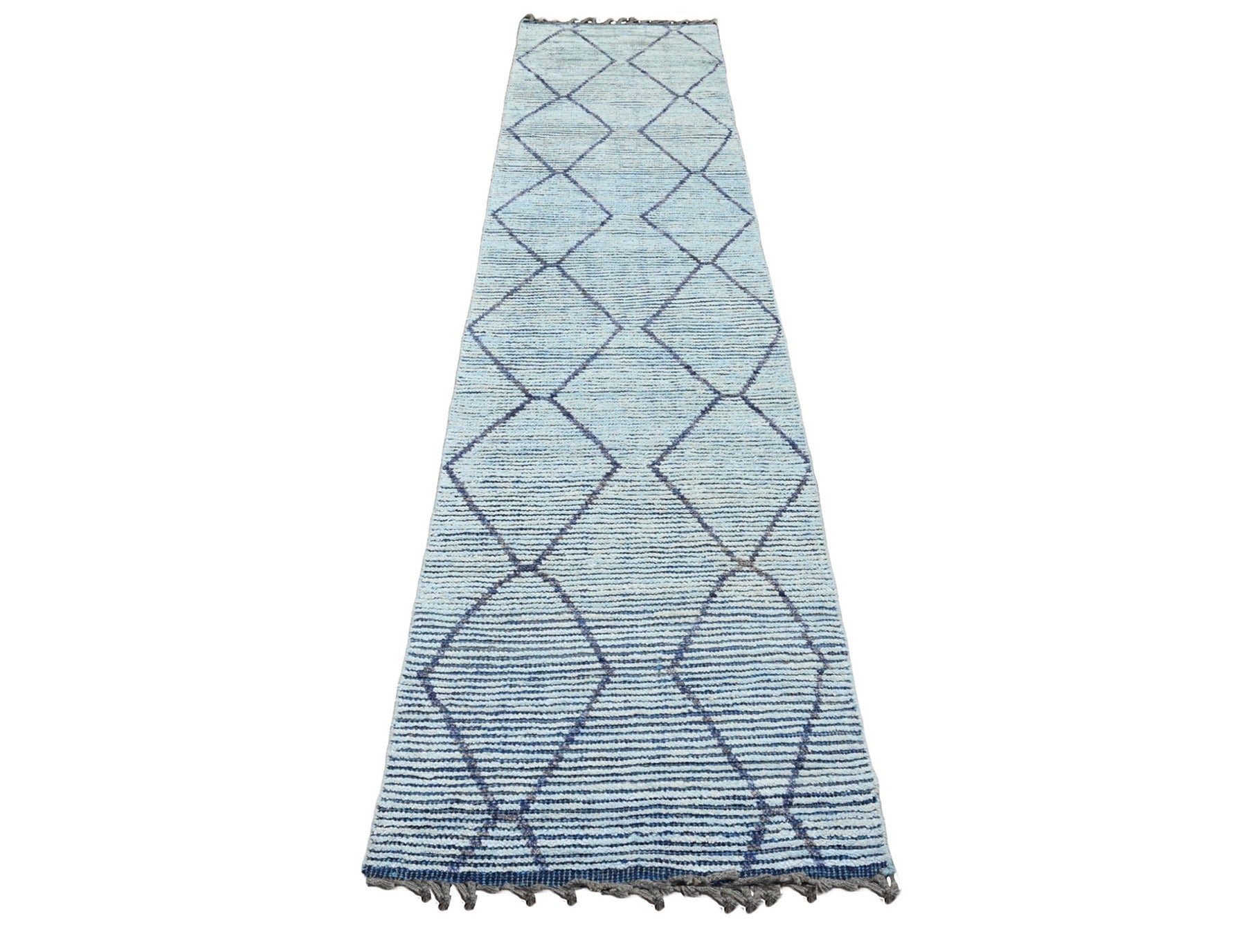 Blue 2'5" x 10'3" Tribal Hand knotted Wool Rug - Sku: O020291
