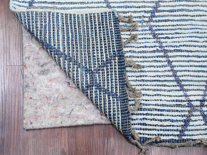 Blue 2'5" x 10'3" Tribal & Geometric Hand knotted Wool Rug - Sku: O020291