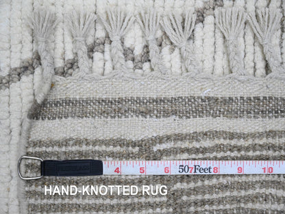 Ivory 3'3" x 15'5" Tribal Hand knotted Wool Rug - Sku: O020292