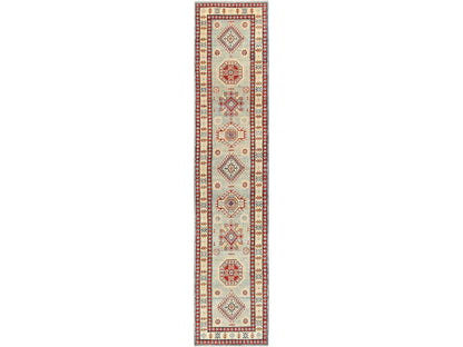 Kazak Kazak hand-knotted wool runner in Ivory, 2'9" x 13'7" — SKU O02029