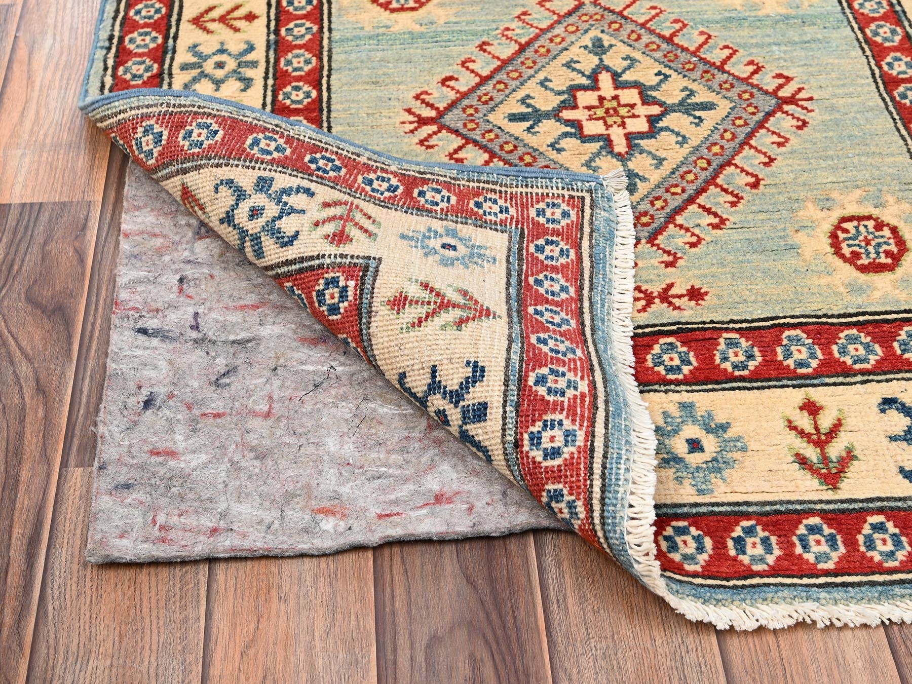 Kazak Kazak hand-knotted wool runner in Ivory, 2'9" x 13'7" — SKU O02029 (view 3)