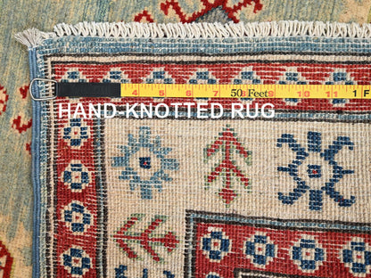 Kazak Kazak hand-knotted wool runner in Ivory, 2'9" x 13'7" — SKU O02029 (view 7)