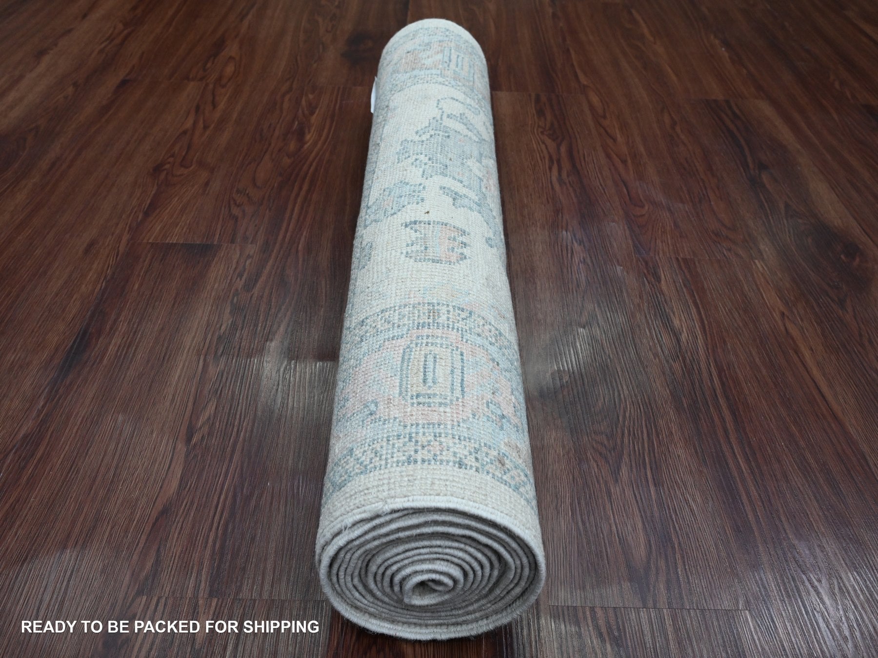 Oushak Oushak hand-knotted wool runner in Ivory & Light Blue, 2'8" x 11'4" — SKU O020300 (view 4)