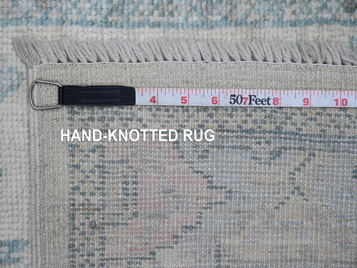 Oushak Oushak hand-knotted wool runner in Ivory & Light Blue, 2'8" x 11'4" — SKU O020300 (view 6)
