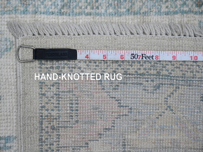 Oushak Oushak hand-knotted wool runner in Ivory & Light Blue, 2'8" x 11'4" — SKU O020300 (view 6)
