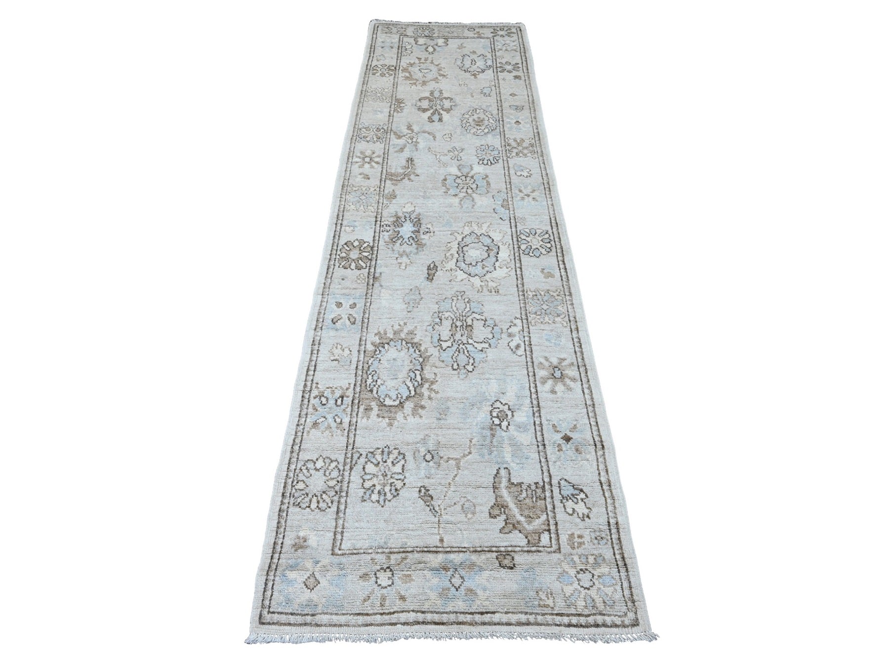 Oushak Oushak hand-knotted wool runner in Gray, 2'7" x 9'9" — SKU O020301