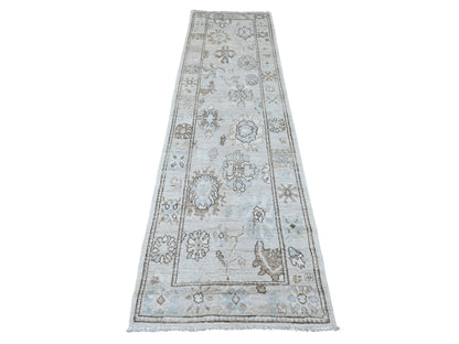 Oushak Oushak hand-knotted wool runner in Gray, 2'7" x 9'9" — SKU O020301