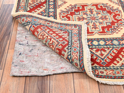 Kazak Kazak hand-knotted wool runner in Ivory, 2'10" x 15'5" — SKU O02030 (view 3)