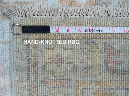 Blue 2'9" x 9'10" Oushak And Peshawar Hand knotted Wool Rug - Sku: O020312