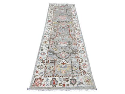 Oushak Oushak hand-knotted wool runner in Gray & Ivory, 3' x 9'8" — SKU O020313
