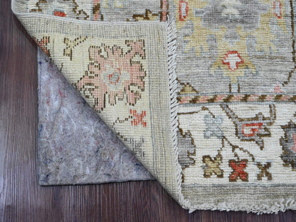 Oushak Oushak hand-knotted wool runner in Gray & Ivory, 3' x 9'8" — SKU O020313 (view 2)