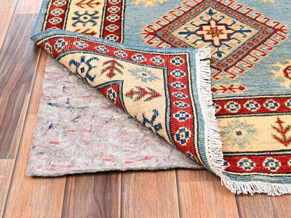 Blue 2'10" x 13'5" Kazak Hand knotted Wool Rug - Sku: O02031
